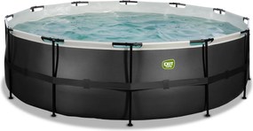 Piscina redonda Black Leather  ø450x122cm com bomba de filtragem - preta