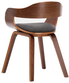 Cadeiras de jantar 2 pcs tecido/madeira curvada cinzento-escuro