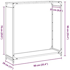 Suporte para lenha 90x28x90 cm aço laminado a frio branco