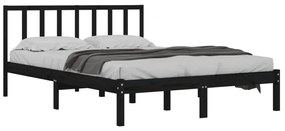 Estrutura de cama king 150x200 cm pinho maciço preto