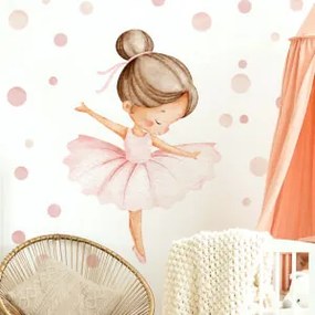 Autocolante para crianças por cima da cama - Bailarina com bolas