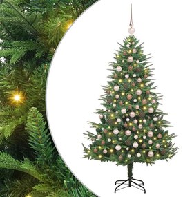 vidaXL Árvore de Natal Artificial Pré-iluminada com Conjunto de Bolas