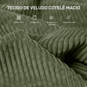 Sofá de 3 Lugares Sofá Sala de Estar 212x80x88 cm Estofado em Veludo Canelado com 2 Almofadas  Desenho Moderno Verde