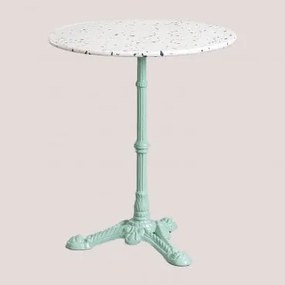 Mesa De Bar Redonda Ø60 Cm Em Terraço Azteca Terrazzo Marfim E Preto - Verde Ilha Paraíso - Sklum