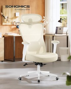 Cadeira de escritório ergonómica com apoio ajustável bege areia