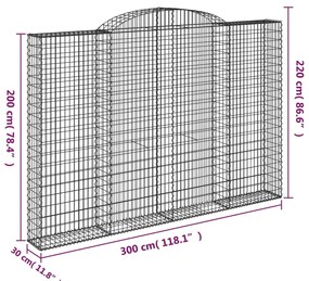 Cesto gabião arqueado 300x30x200/220 cm ferro galvanizado