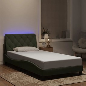 vidaXL Estrutura de cama c/ luzes LED 100x200 cm veludo cinzento-claro