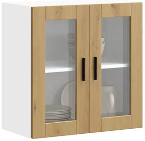 vidaXL Armário de parede cozinha porta vidro Porto carvalho artesanal