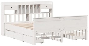 Cama com estante sem colchão 180x200 cm pinho maciço branco