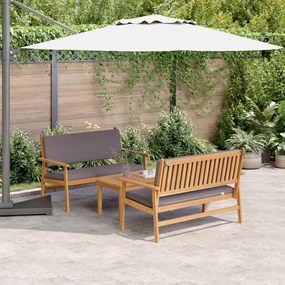 vidaXL Conjunto de sofá de jardim com 3 peças da , almofadas em madeira sólida de acácia.