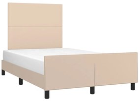 Estrutura cama c/ cabeceira 120x190 cm couro artif. cappuccino