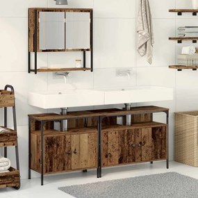 vidaXL Conjunto de Móveis para Banheiro 3 pcs Castanho 80 x 30 x 60 cm