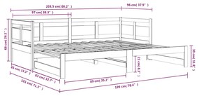 Sofá-cama de puxar 2x(90x200) cm pinho maciço branco