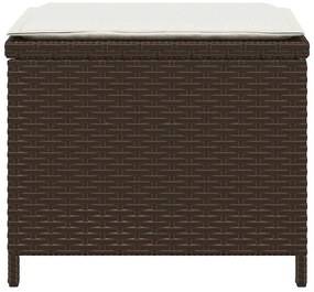 Bancos jardim com almofadões 4 pcs 41x41x36 cm vime PE castanho
