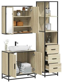 vidaXL 3 pcs conj. móveis casa banho derivados madeira carvalho sonoma