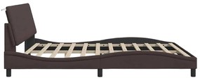 Estrutura de cama sem colchão 200x200 cm tecido castanho-escuro