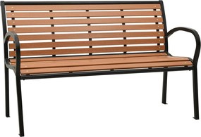 vidaXL Banco de jardim 116 cm aço e WPC preto e castanho