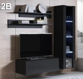 Conjunto de Móveis de Sala Avioso – 1,6 m – Modular em Preto com Móvel