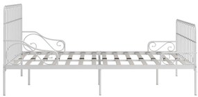 Estrutura de cama com estrado de ripas 200x200 cm metal branco