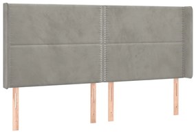 Cama box spring c/ colchão/LED 180x200 cm veludo cinzento-claro