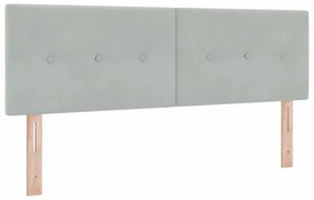 Cama Box com Colchão &amp; Luz LED Cinza Claro 140x200 cm Veludo