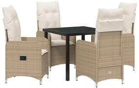 Conjunto de Jantar de Jardim 5 Peças com Almofadas em Rattan Sintético