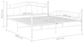 Estrutura de cama 140x200 cm metal branco