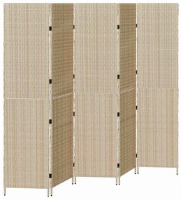 Divisória de Ambiente 5 Painéis Dobrável Bege 245x180 cm Polirattan