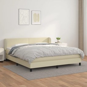 vidaXL Cama com molas/colchão 160x200 cm couro artificial cor creme
