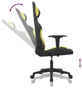 Cadeira gaming de massagens tecido preto e verde-claro