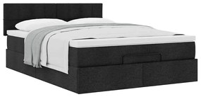 Cama otomana com colchão 140x200 cm tecido preto