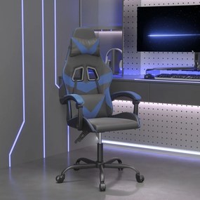 Cadeira gaming giratória couro artificial preto e azul