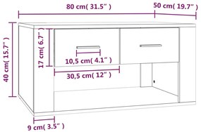 Mesa de centro 80x50x40 cm derivados madeira carvalho castanho