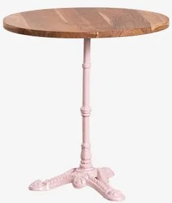Mesa De Bar Redonda Em Madeira De Acácia Azteca Ø70 Cm & Madeira De Acácia - Rosa Algodão Doce - Sklum