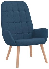 Cadeira de descanso com banco p/ pés tecido azul