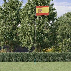 vidaXL Bandeira da Espanha e mastro 6,08 m alumínio