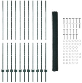 Postes de Cerca vidaXL 11 pcs U-Channel Verde 160 cm de Aço