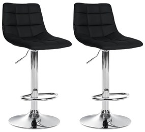 Conjunto de 2 bancos altos Jerry em couro sintético com estrutura cromada 87-108,5 x 43 x 46,5 cm Preto