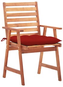 Cadeiras de jantar p/ jardim 3 pcs c/ almofadões acácia maciça