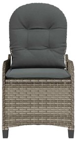 Cadeira Recliner vidaXL com Almofada Cinza em Rattan Sintético