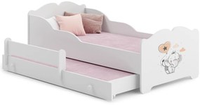 Cama dupla infantil ANNA 160x80 branca - elefante - colchão e estrado incluído
