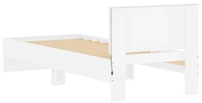 Estrutura de cama com cabeceira e luzes LED 75x190 cm branco