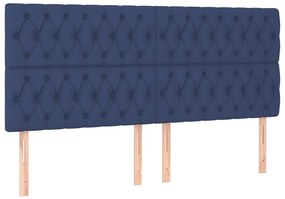 Cabeceira de cama c/ luzes LED tecido 180x7x118/128 cm azul
