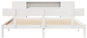 Cama com estante sem colchão 200x200 cm pinho maciço branco