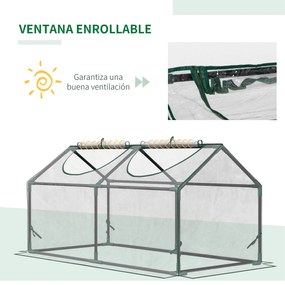 Outsunny Estufa 119x60x60cm Estufa de Jardim com 2 Janelas Enroláveis