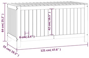 Caixa de arrumação jardim 121x55x64 cm pinho maciço