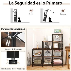 Estante escalonada em aço carbono com 9 cubos Estante aberta com 12 prateleiras 115 x 30 x 130 cm Castanho