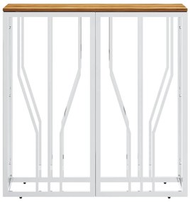 Mesa consola aço inoxidável/madeira de acácia maciça prateado