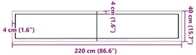 Prateleira de parede 220x40x(2-4)cm carvalho maciço não tratado