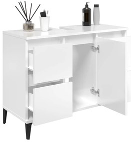 Móvel p/ lavatório 80x33x60 cm deriv. madeira branco brilhante